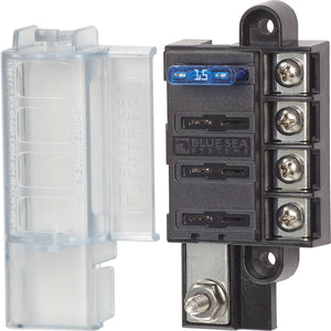 Blue Sea 5045 ST Blade Compact Fuse Blocks - 4 Circuits w/Cover