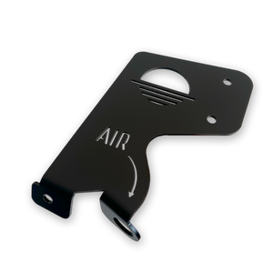 Black metal component with 'AIR' marking on a white background
