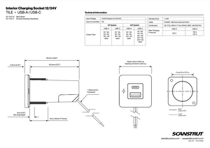 Scanstrut TILE USB-A/USB-C Interior Charging Socket - 12/24V - Black Bezel